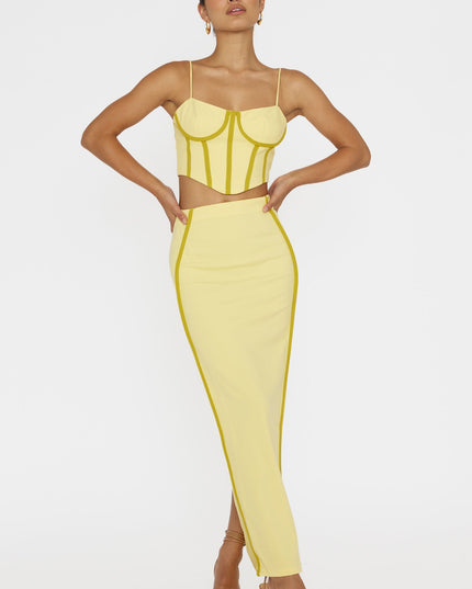 Yellow Trim Crop Top