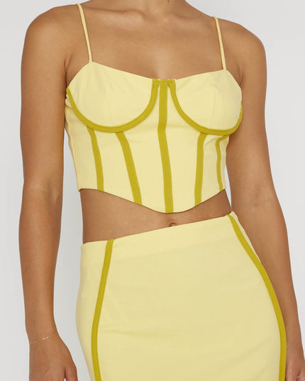 Yellow Trim Crop Top