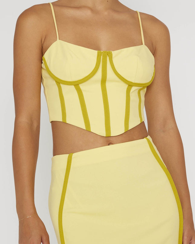Yellow Trim Crop Top