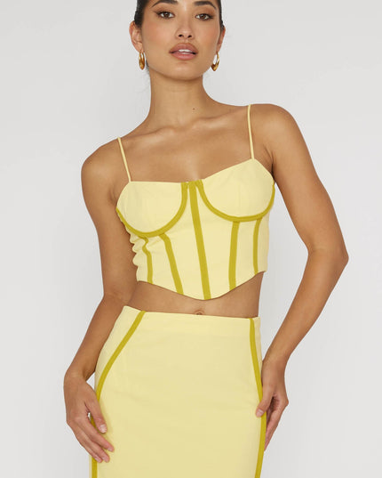 Yellow Trim Crop Top