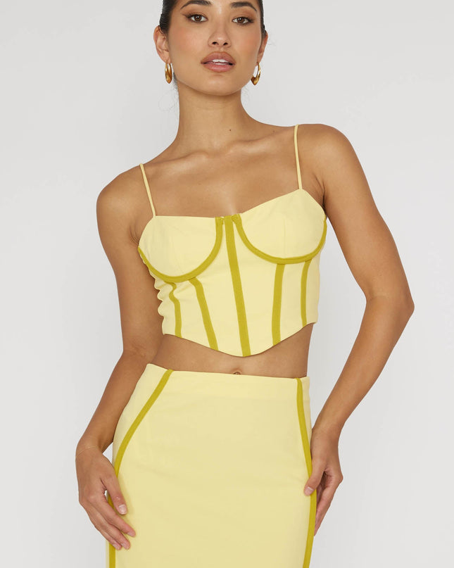 Yellow Trim Crop Top