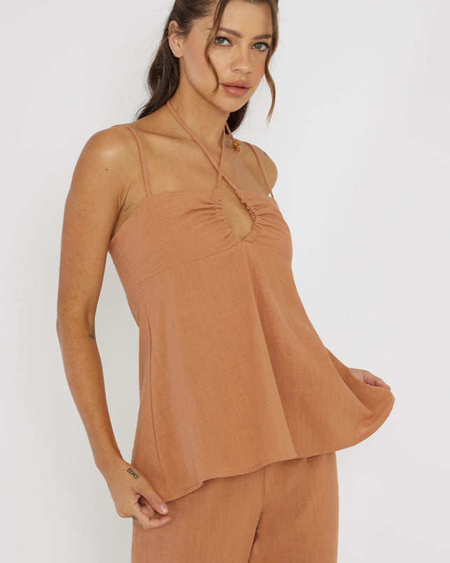 Sand Neck Tie Top