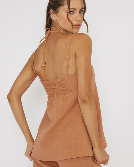 Sand Neck Tie Top
