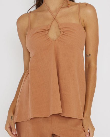 Sand Neck Tie Top