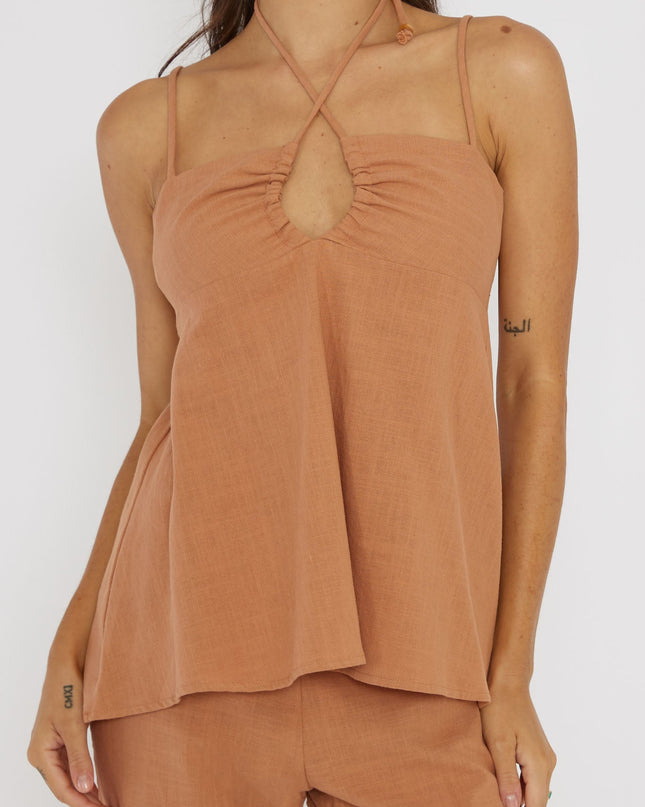 Sand Neck Tie Top