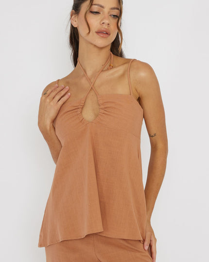 Sand Neck Tie Top