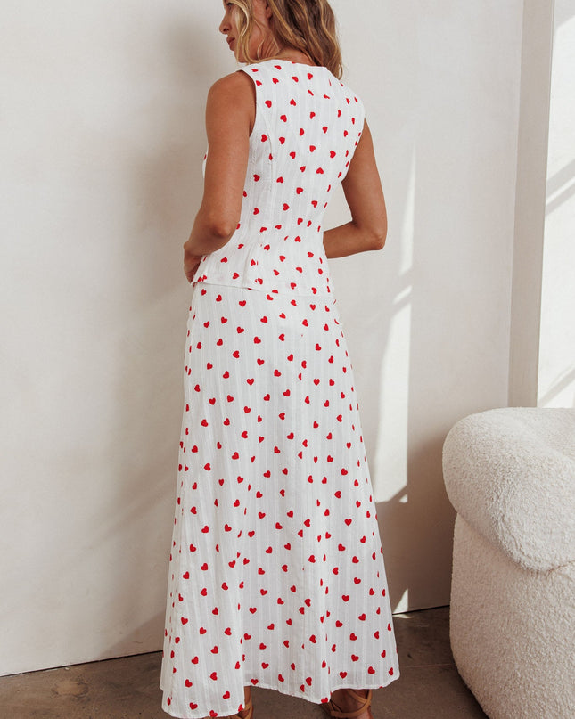 White There Maxi Skirt Hearts
