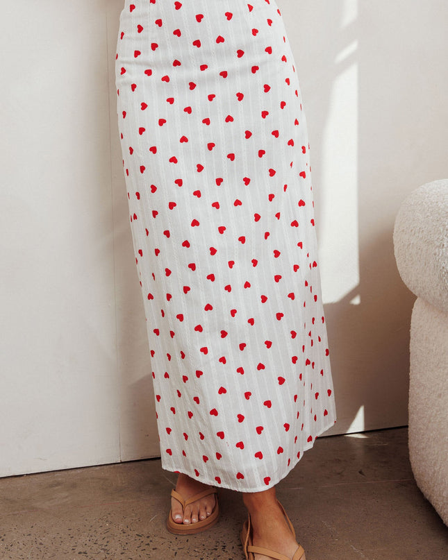 White There Maxi Skirt Hearts
