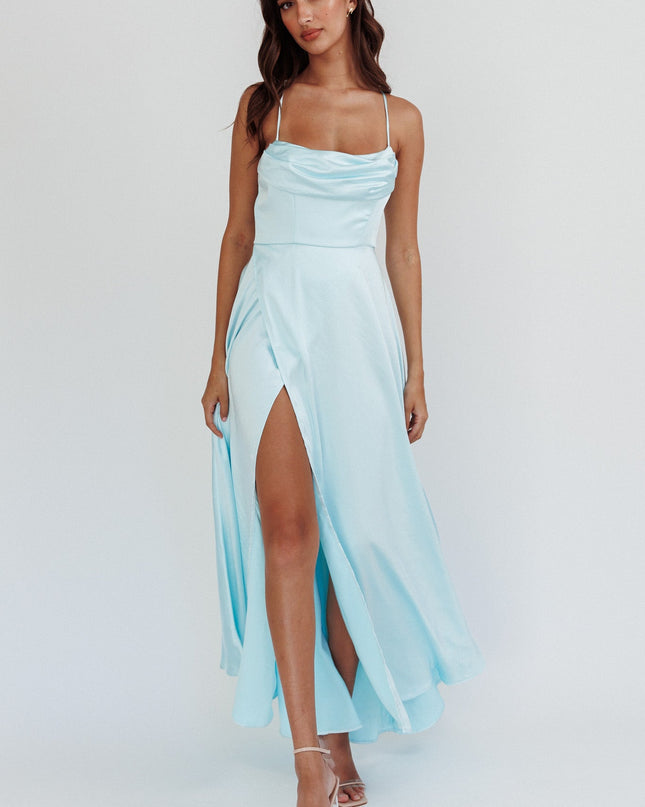 Mint Gathered Bust Split Maxi Dress