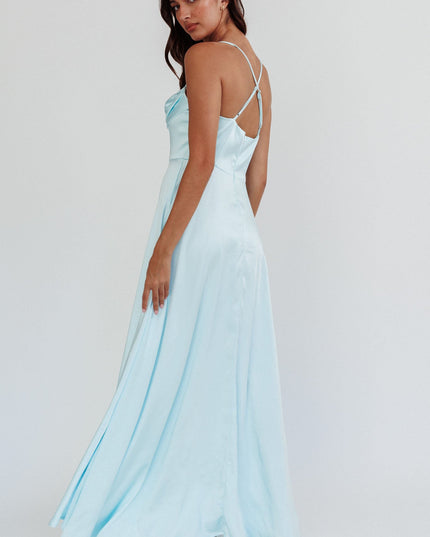 Mint Gathered Bust Split Maxi Dress