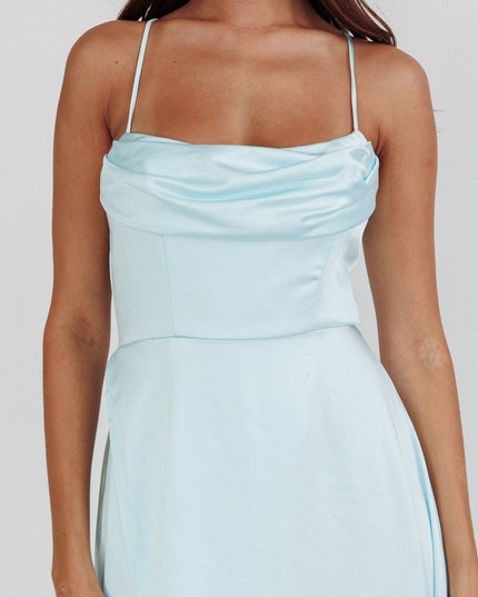 Mint Gathered Bust Split Maxi Dress