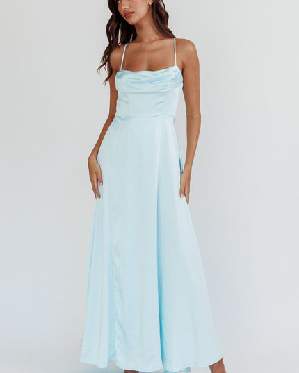 Mint Gathered Bust Split Maxi Dress