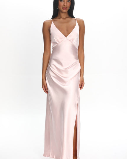 Blush Side Pleat Maxi Dress
