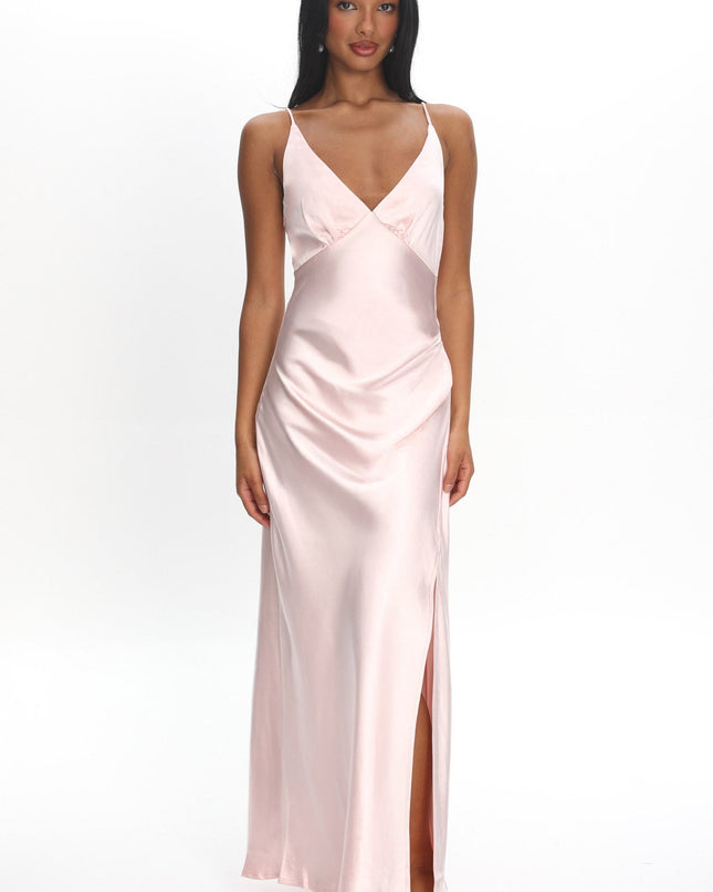 Blush Side Pleat Maxi Dress