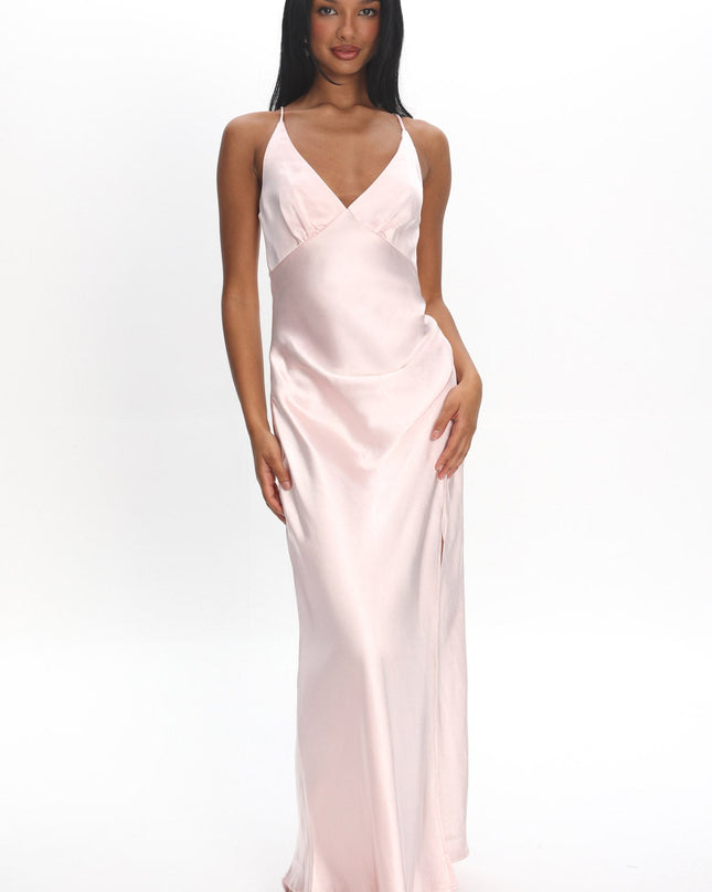 Blush Side Pleat Maxi Dress