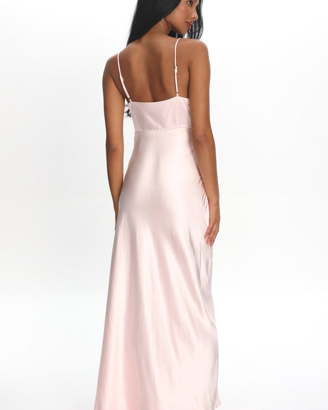 Blush Side Pleat Maxi Dress