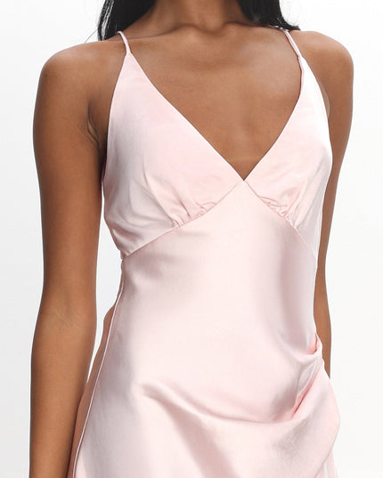 Blush Side Pleat Maxi Dress