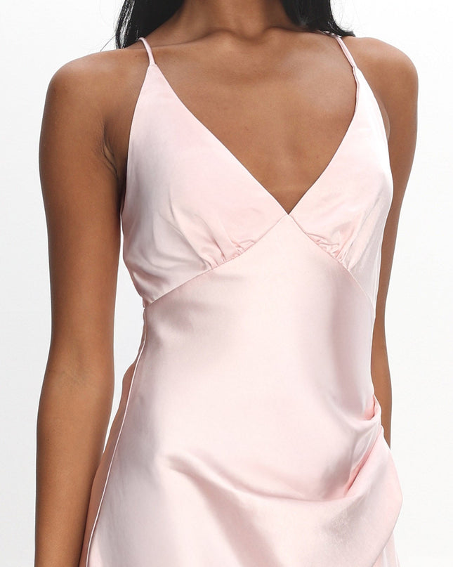 Blush Side Pleat Maxi Dress
