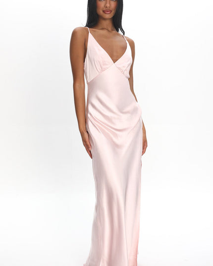 Blush Side Pleat Maxi Dress