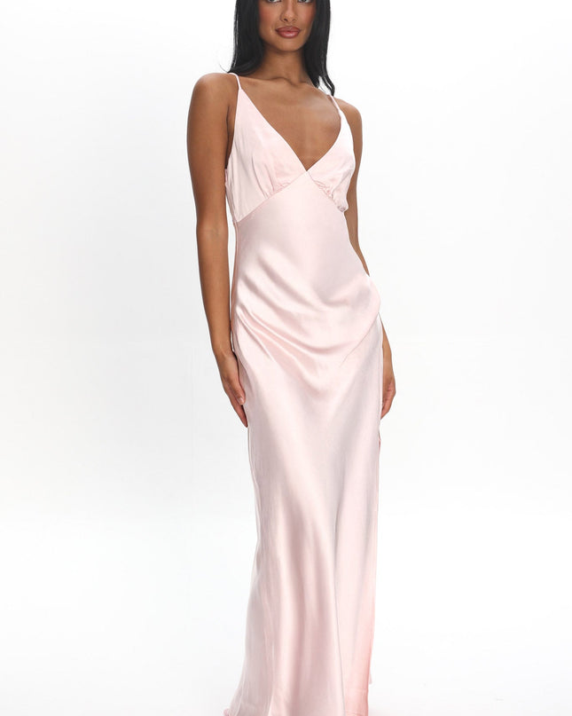 Blush Side Pleat Maxi Dress