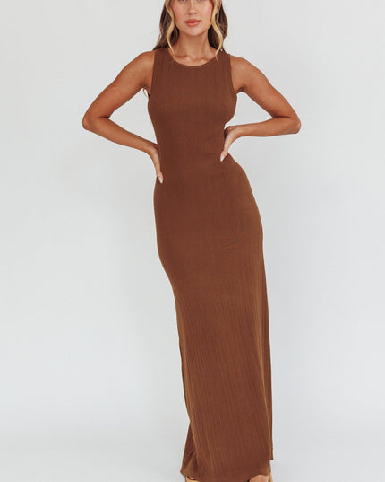 Chocolate Low Back Maxi Dress