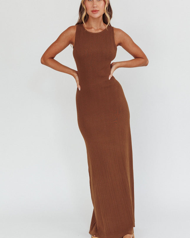 Chocolate Low Back Maxi Dress