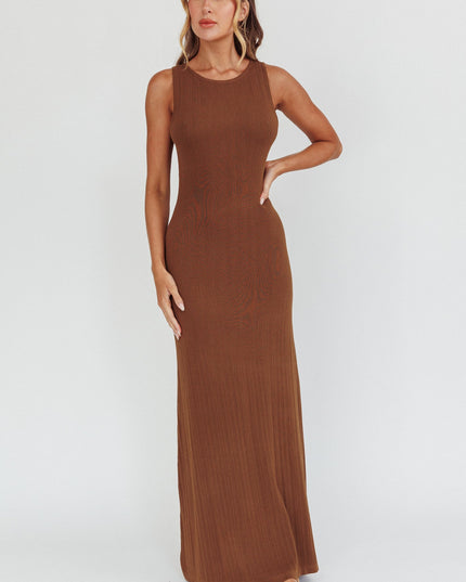 Chocolate Low Back Maxi Dress