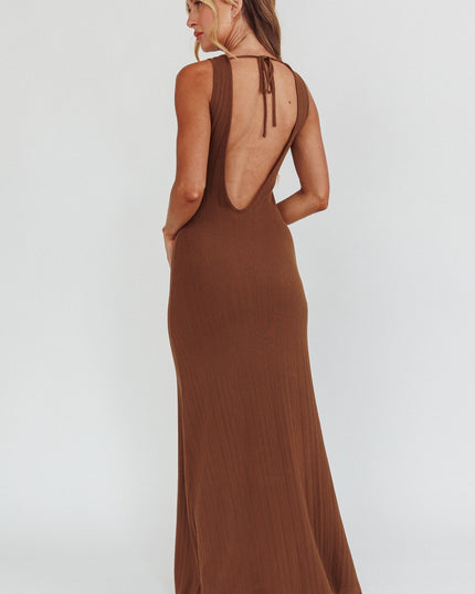 Chocolate Low Back Maxi Dress