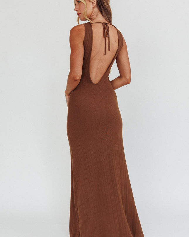 Chocolate Low Back Maxi Dress
