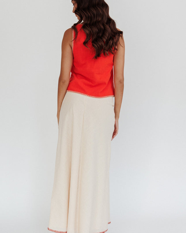 Beige Sunshine Blanket Stitch Skirt