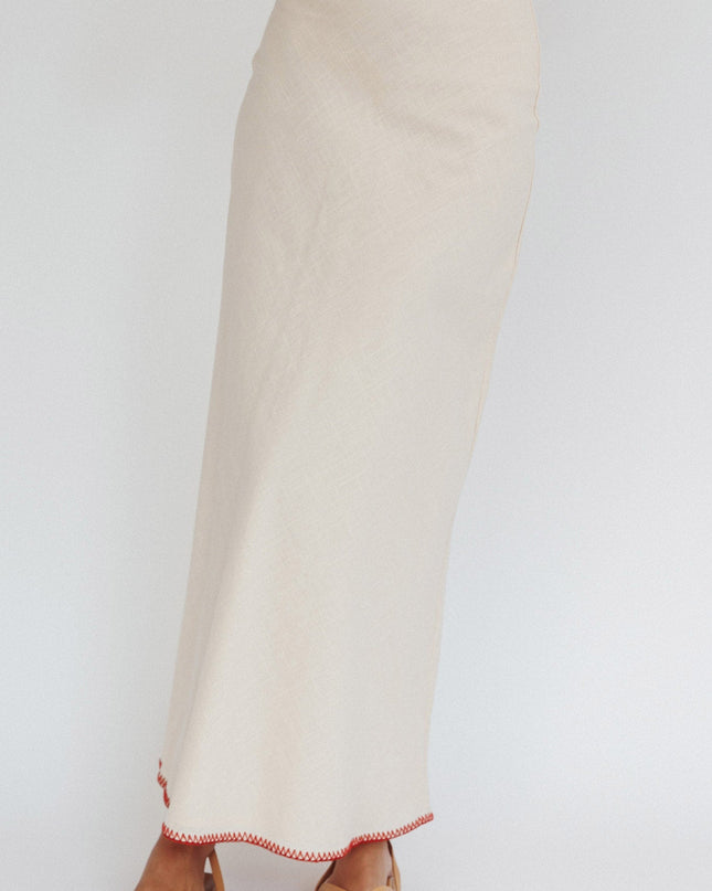 Beige Sunshine Blanket Stitch Skirt