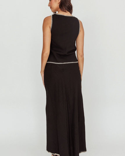 Black Sunshine Blanket Stitch Skirt