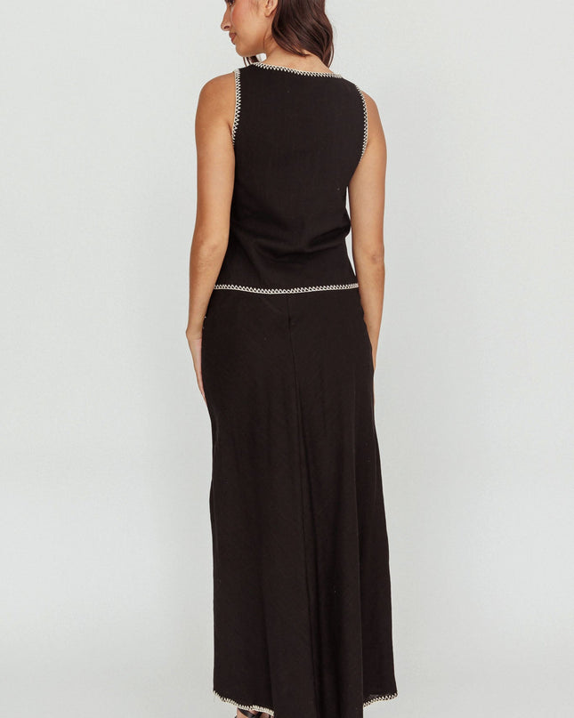 Black Sunshine Blanket Stitch Skirt