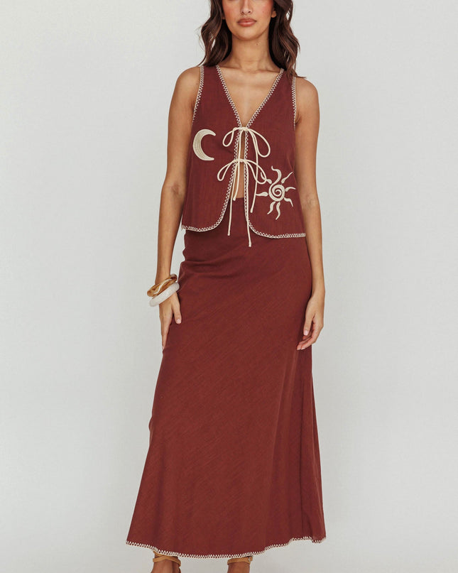 Chocolate Sunshine Blanket Stitch Skirt
