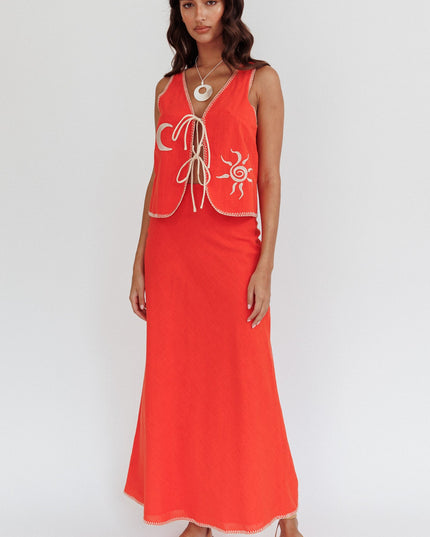 Orange Sunshine Blanket Stitch Skirt