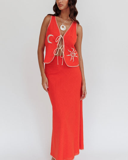 Orange Sunshine Blanket Stitch Skirt