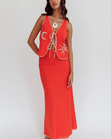 Orange Sunshine Blanket Stitch Skirt