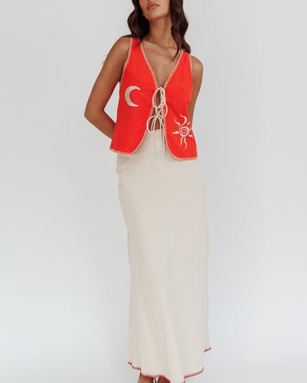 Orange Sunshine Blanket Stitch Vest Top