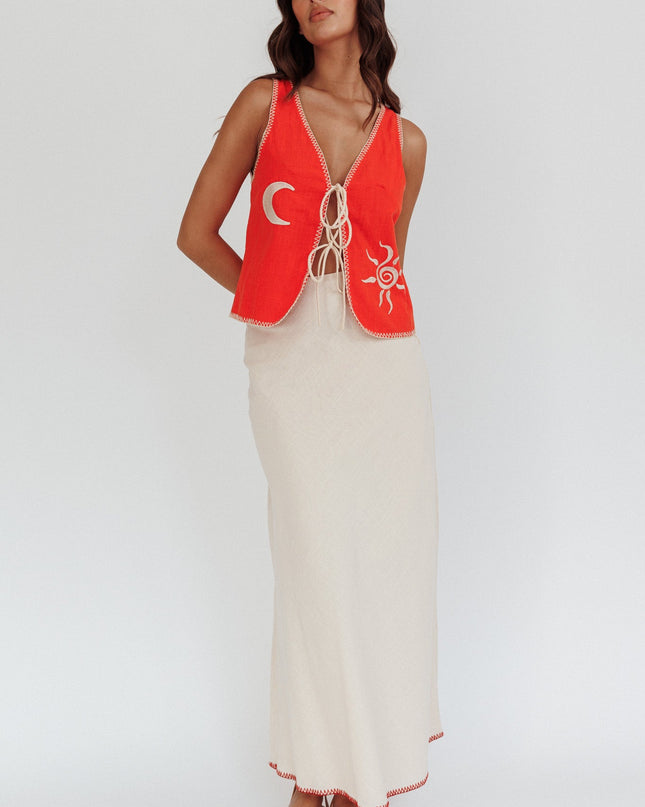 Orange Sunshine Blanket Stitch Vest Top