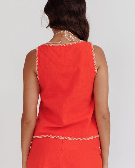 Orange Sunshine Blanket Stitch Vest Top