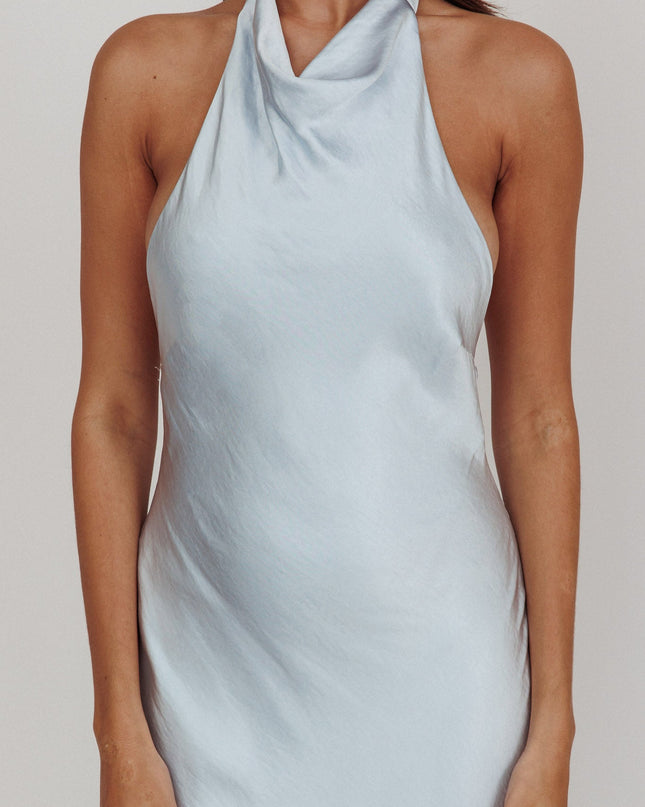 Blue Halterneck Open Back Dress Soft