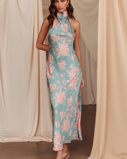 Mint Halterneck Open Back Dress