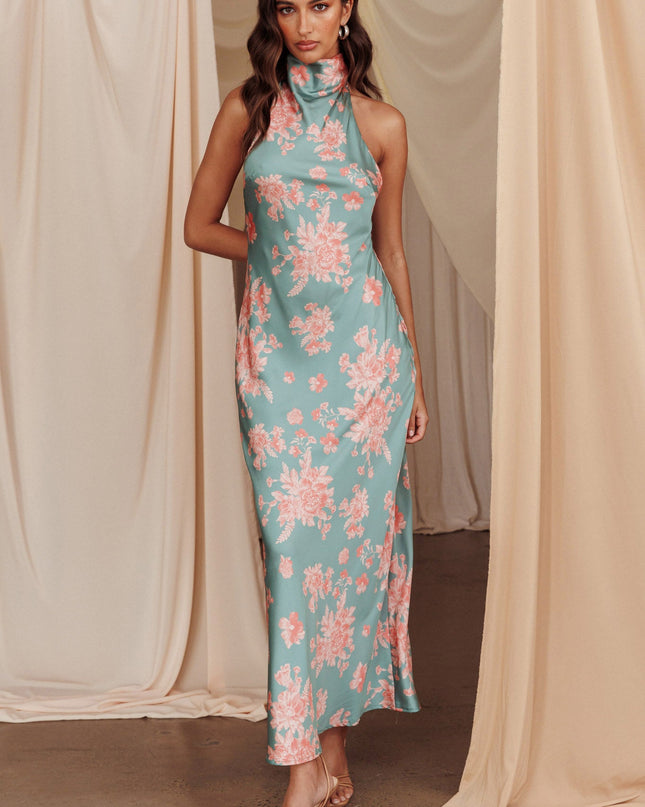 Mint Halterneck Open Back Dress