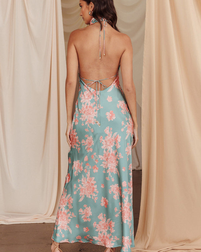 Mint Halterneck Open Back Dress