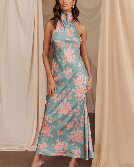 Mint Halterneck Open Back Dress