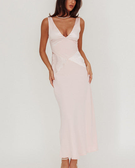 Blush V-Neck Maxi Dress