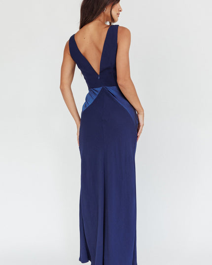 Navy V-Neck Maxi Dress