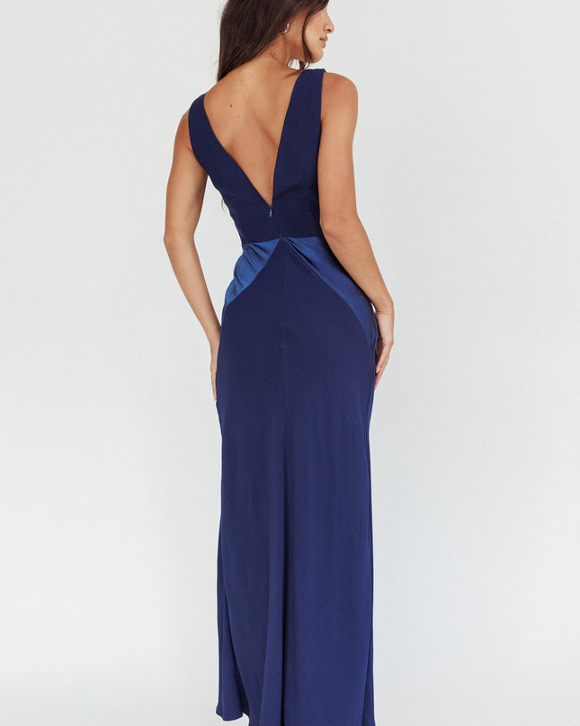 Navy V-Neck Maxi Dress