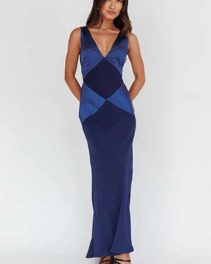 Navy V-Neck Maxi Dress