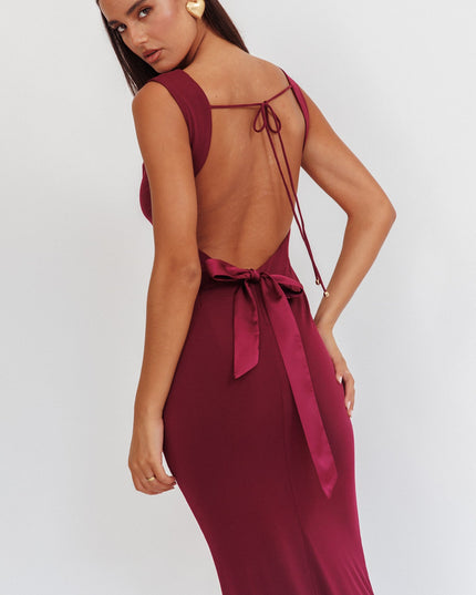 Wine Bodycon Maxi Dress